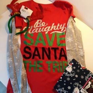 New Christmas shirt leggings antlers headband